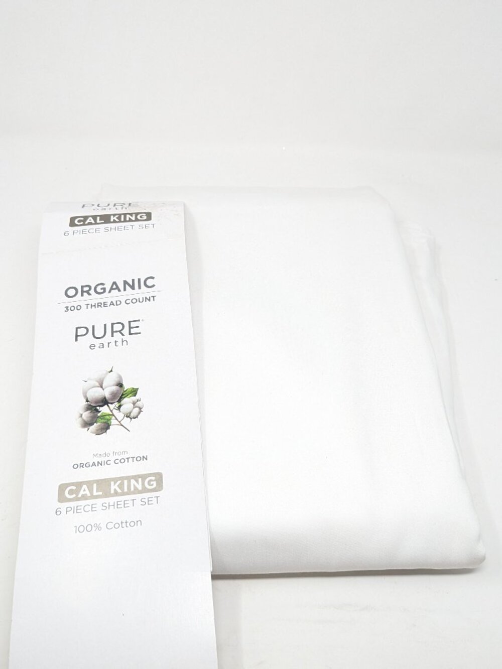 New Pure Earth Organic Cal King 100% Cotton Flat Sheet